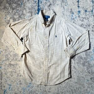 Ralph Lauren‎ Youth 6 Plaid Long Sleeve Button Down Shirt Navy Yellow